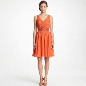 NEW Sue Wong Orange Embroidered Bodice Dress Sz 4